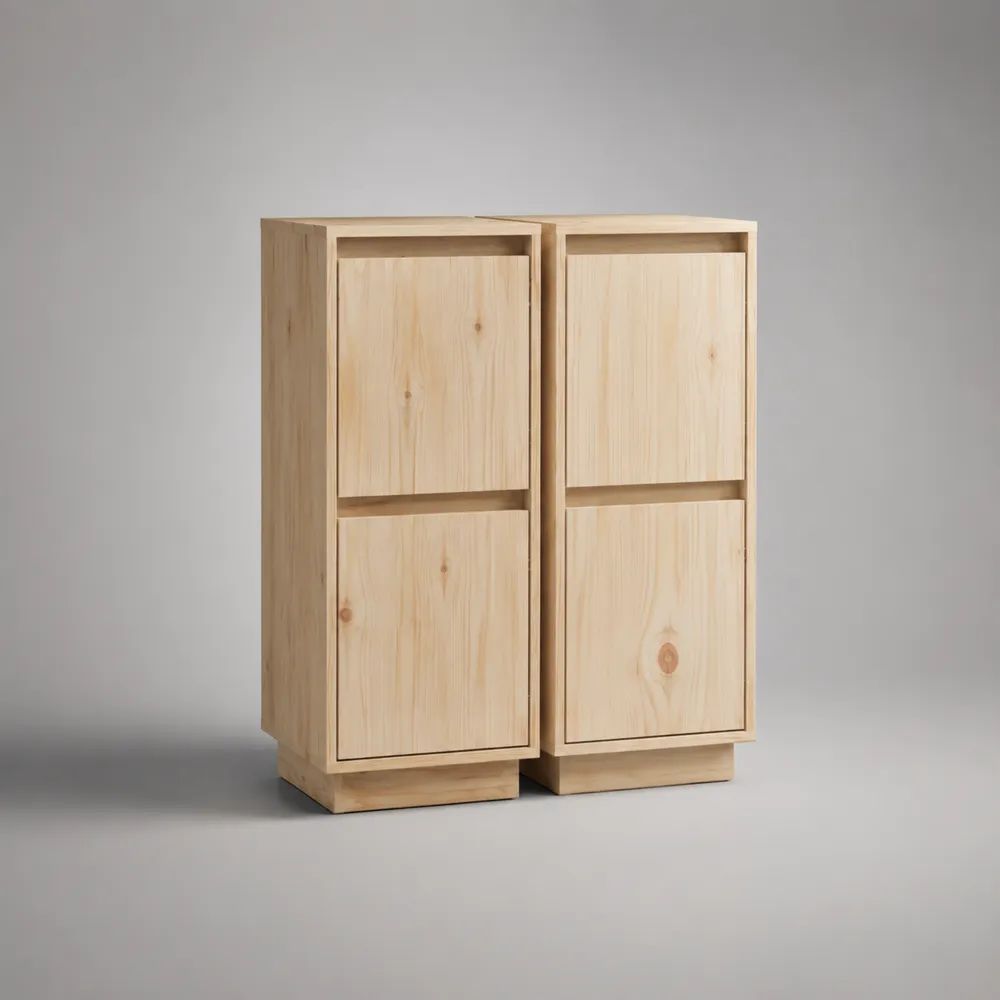 Lot de 2 buffets hauts en bois à 4 portes, beige clair, 50 × 40 × 120 cm par meuble