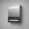 Armoire de toilette murale avec miroir et double éclairage LED, panneau de particules, gris anthracite et argenté, 60 × 15 × 70 cm