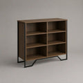 Buffet ouvert rectangulaire à 6 niches en bois et métal, brun noyer et noir, 100 × 35 × 100 cm