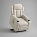 Fauteuil releveur électrique inclinable à dossier haut en polyester crème avec 2 porte-gobelets, 86 × 95 × 108 cm