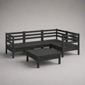 Salon de jardin extérieur 5 pièces en bois noir, canapé d’angle 4 places 190,5 × 127 × 62,5 cm et table basse 63,5 × 63,5 × 28,5 cm