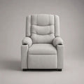 Fauteuil relax manuel en tissu gris clair avec repose-pieds et 2 porte-gobelets, 90 × 92 × 105 cm