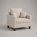 Fauteuil 1 place en tissu bouclé polyester ivoire avec accoudoirs droits, 95 × 90 × 100 cm